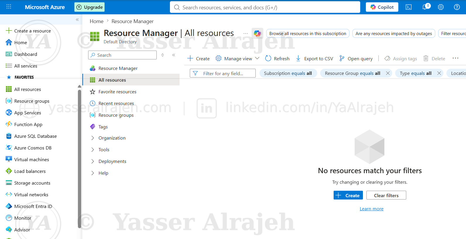 Initial Azure Resource Manager view
