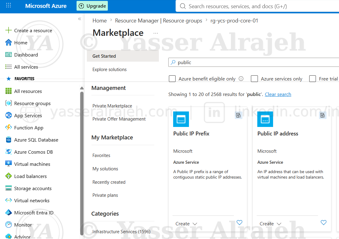 Public IP marketplace selection