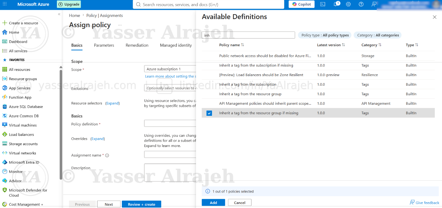 Tag inheritance policy selection