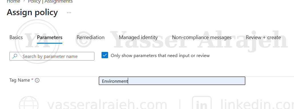 Environment tag parameter