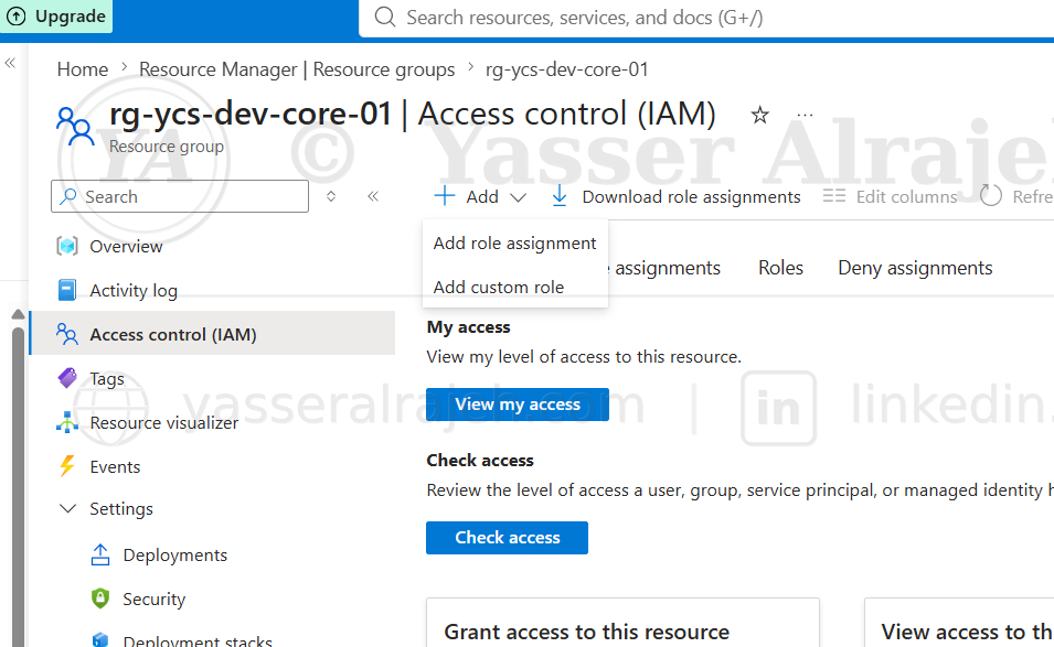 IAM add role assignment menu