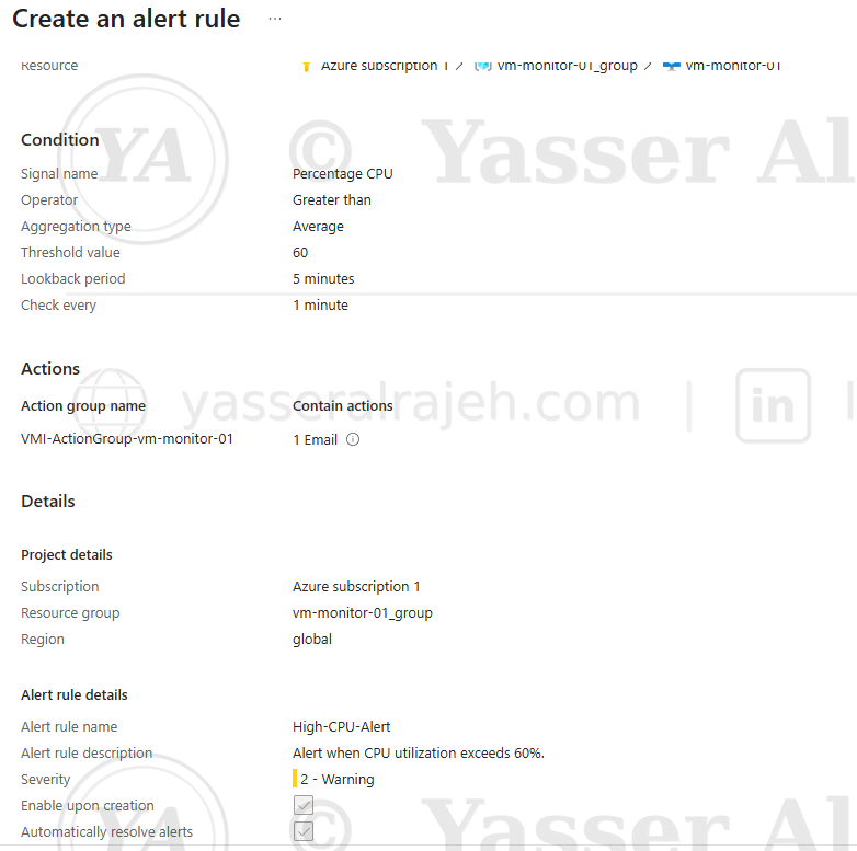 Azure Monitor & Log Analytics project screenshot