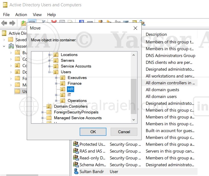 Users organized by departmental OU