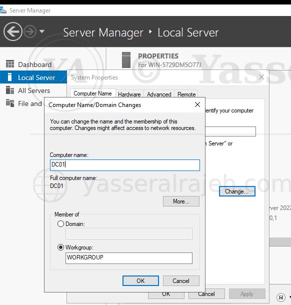 DC01 computer name configuration