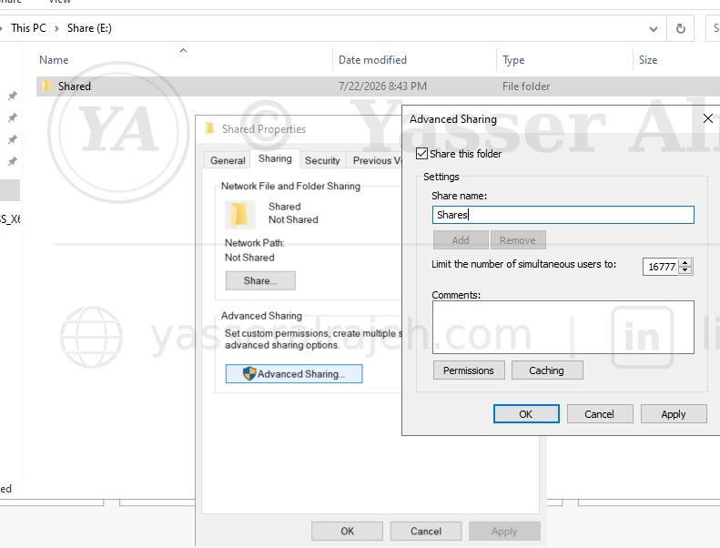 SMB share configuration