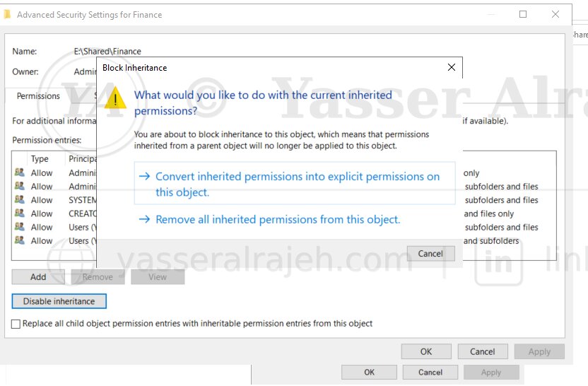 NTFS inheritance configuration