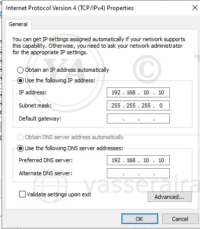 DC01 static IPv4 configuration
