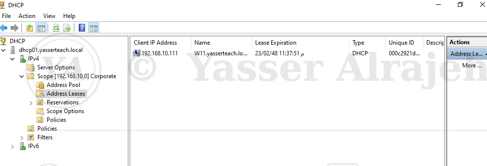 Windows Server DHCP Infrastructure project screenshot