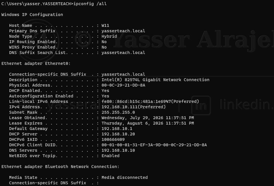 Windows Server DHCP Infrastructure project screenshot