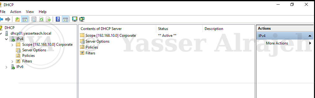 Windows Server DHCP Infrastructure project screenshot
